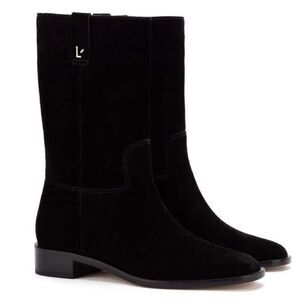New $430  LARROUDÉ  Women's Barb Boot, Black in Black Suede Size 7